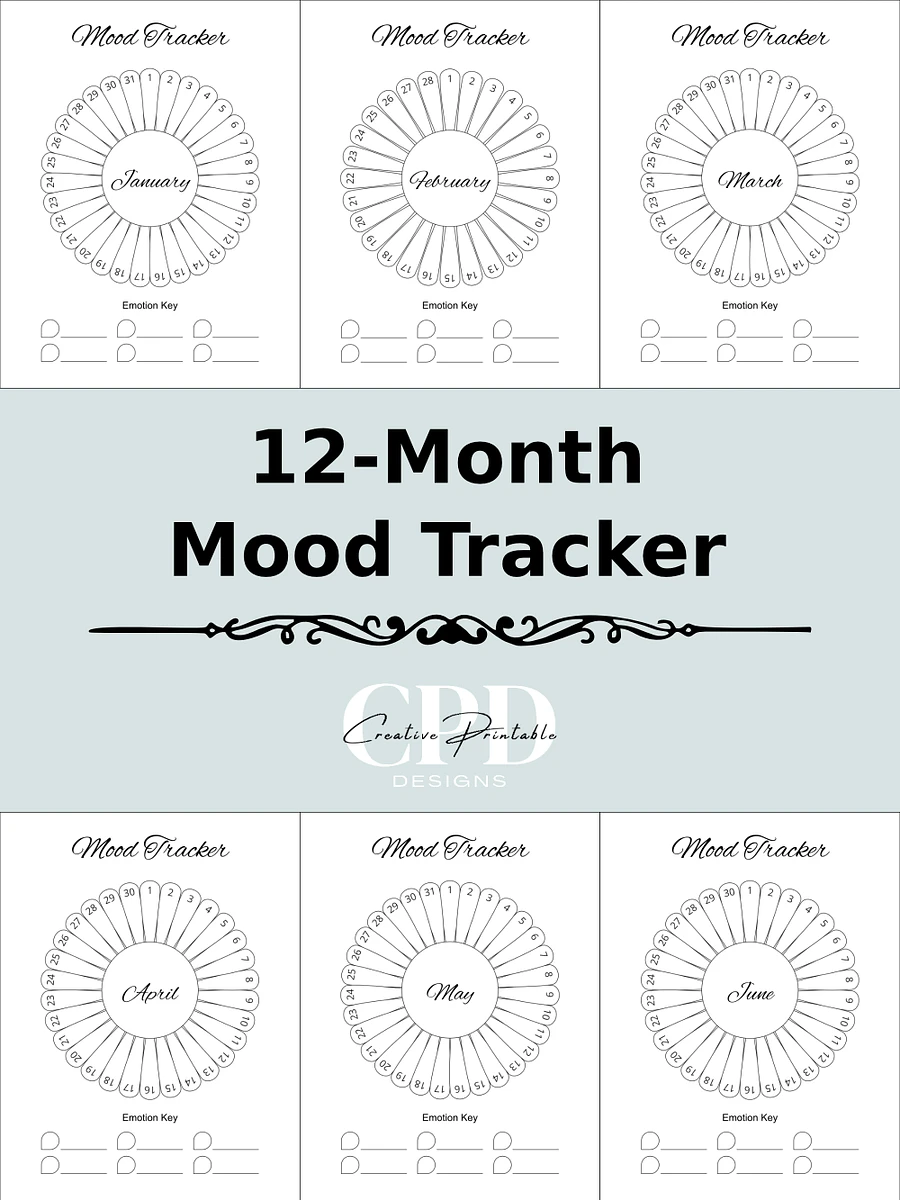 Printable 12-Month Mood Tracker With Flower Petals product image (2)