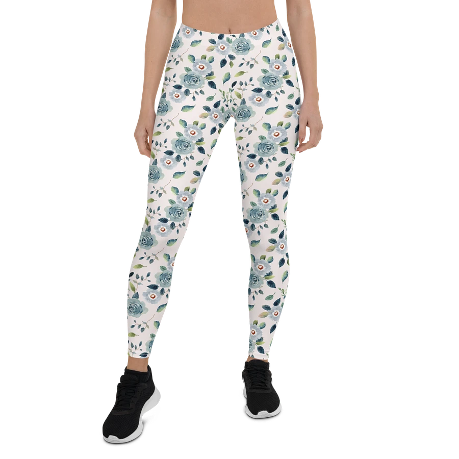 Blue Floral Pattern Womens Leggings product image (5)