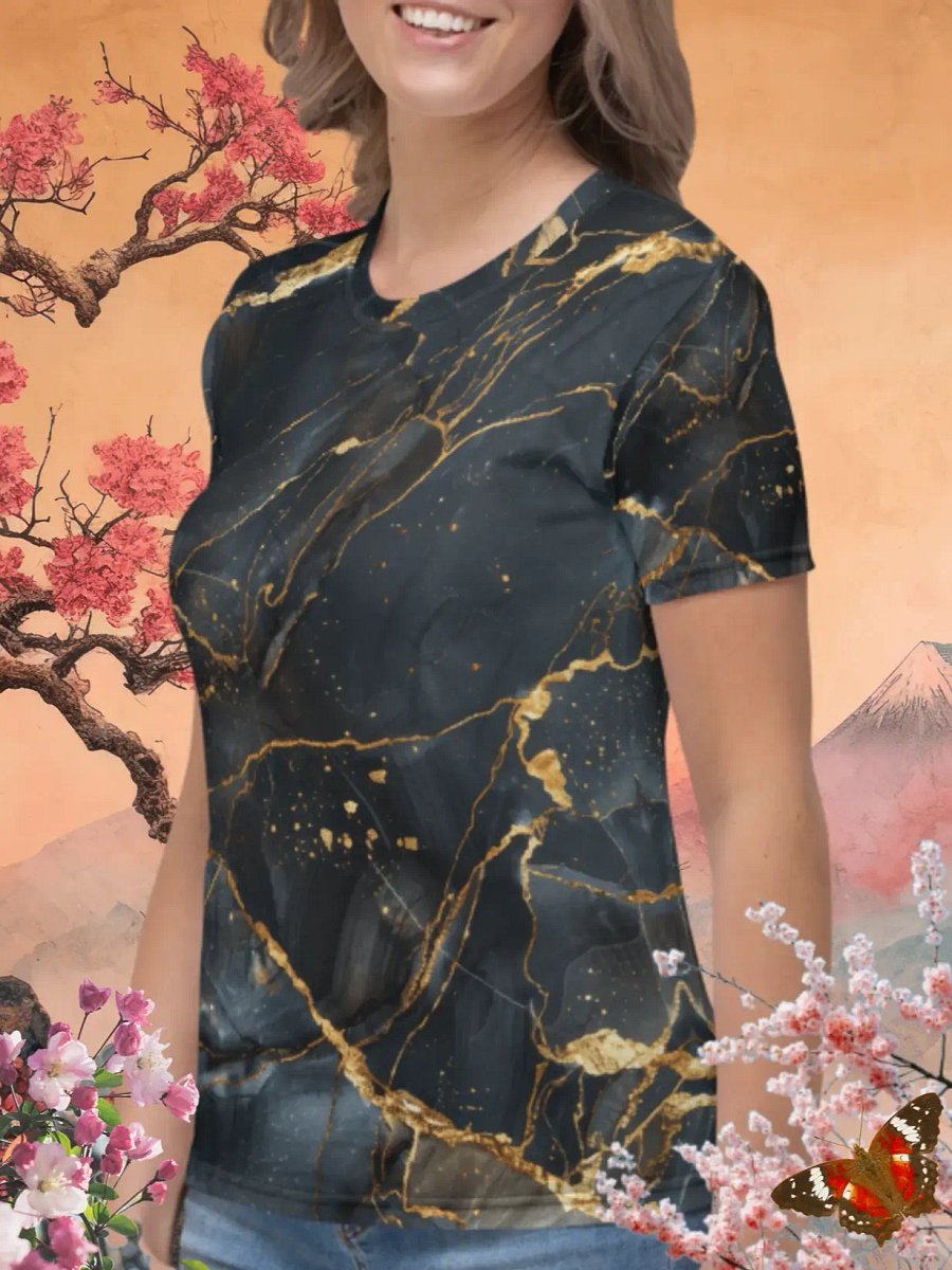 Dark Blue Marble Print T-Shirt product image (2)