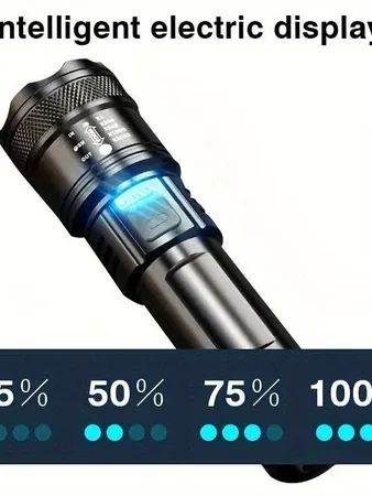 Đèn pin LED siêu sáng 3 chế độ Zoom có thể sạc lại Đèn ngoài trời di động Thích hợp cho cắm trại, đi bộ đường dài và câu cá product image (1)