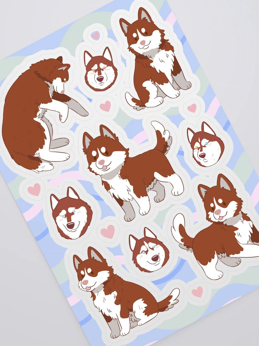 Red Siberian Husky Dog Kiss Cut Sticker Sheet product image (2)