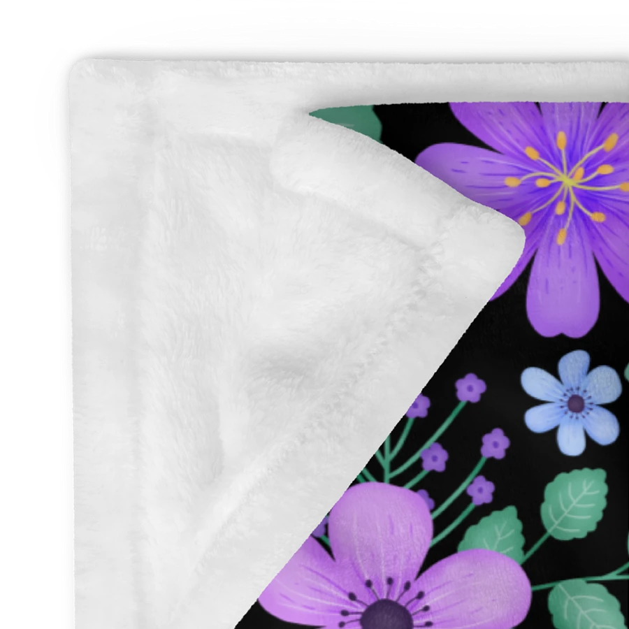 Vibrant Floral Blooms Blue Mauve Purple Blanket - Black product image (12)