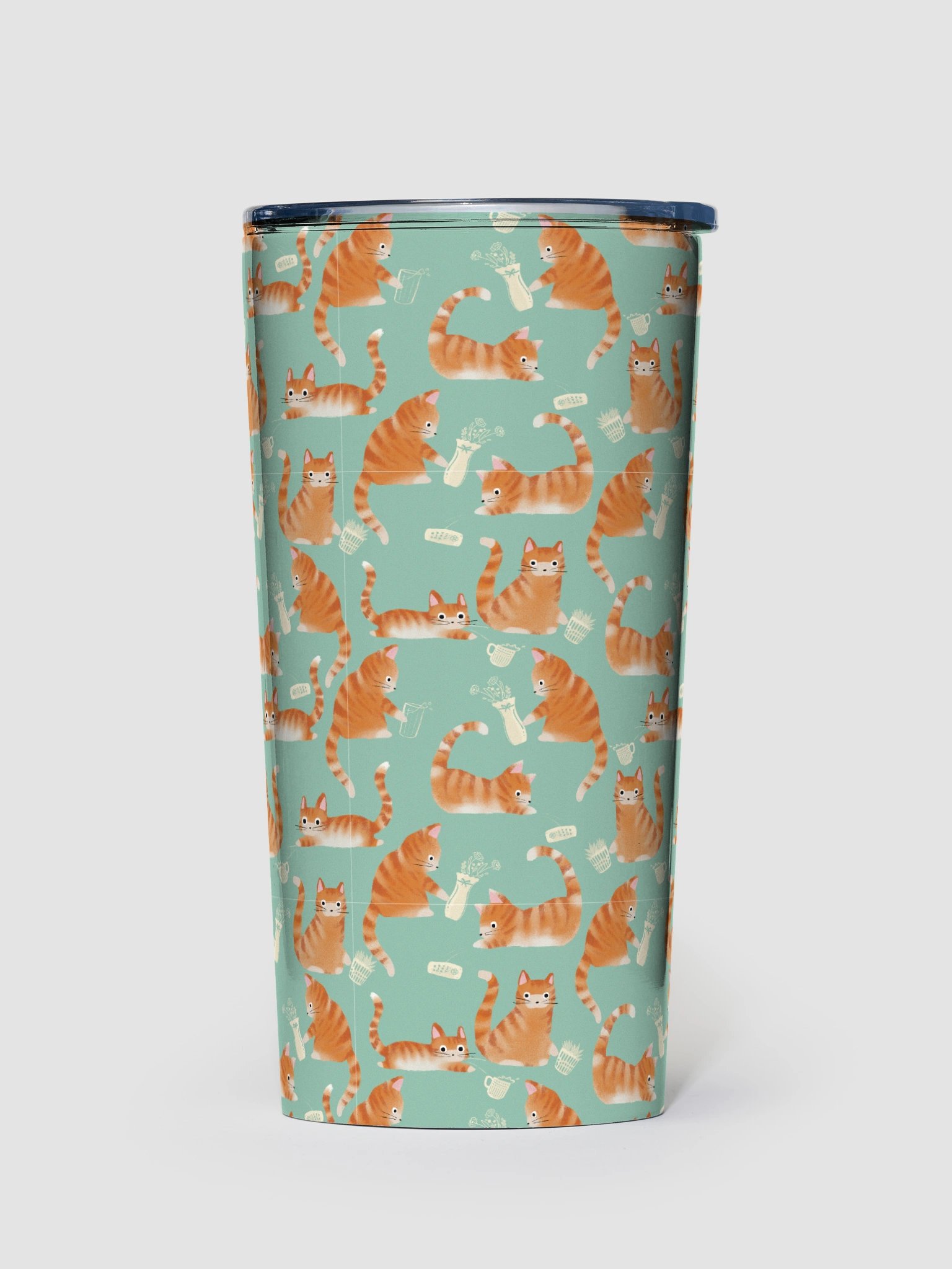 Bad Orange Tabby Cats Knocking Stuff Over Tumbler, Green product image (1)