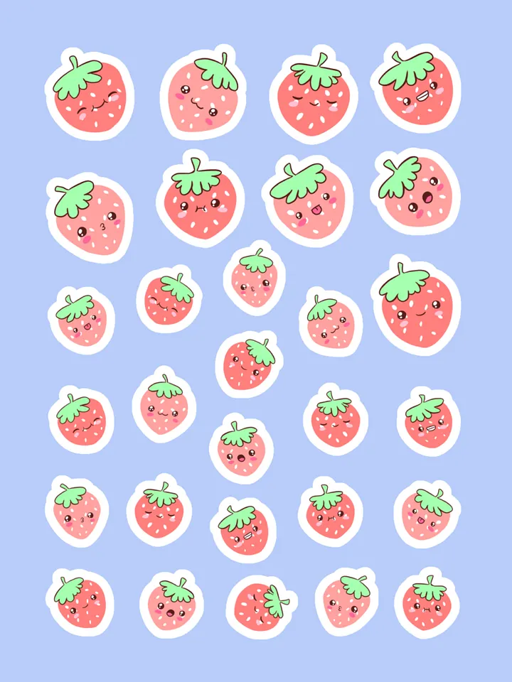 Adorable Strawberry Smiles Sticker Sheet product image (2)