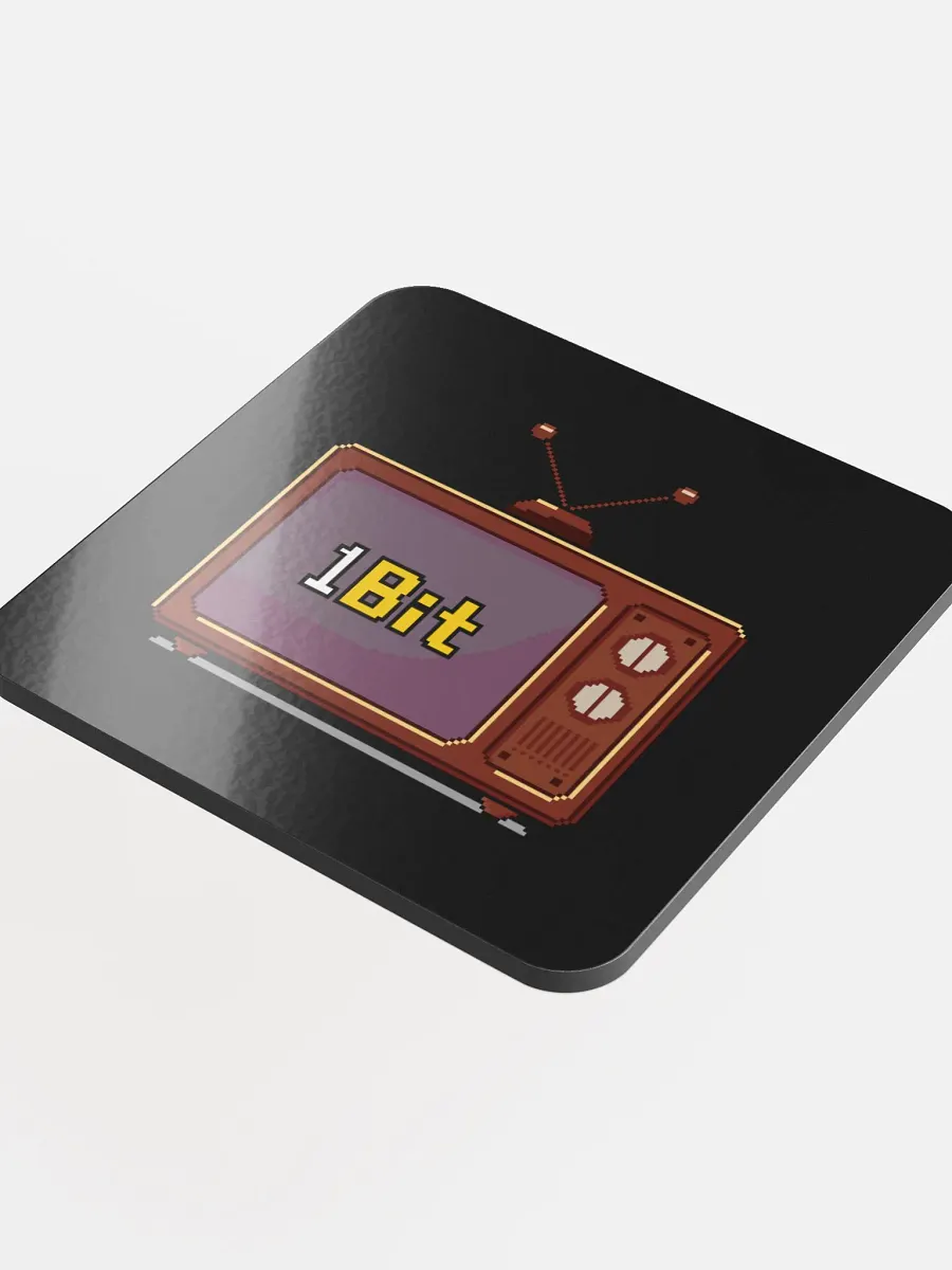 1Bit Pixel Art Glossed Cork Coaster (black) product image (4)