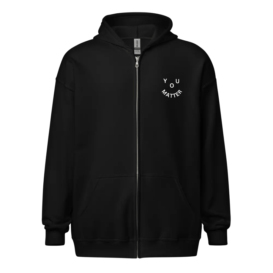 You Matter : - ) Corner ONLY Design - Black Zip-up Hoodie product image (1)