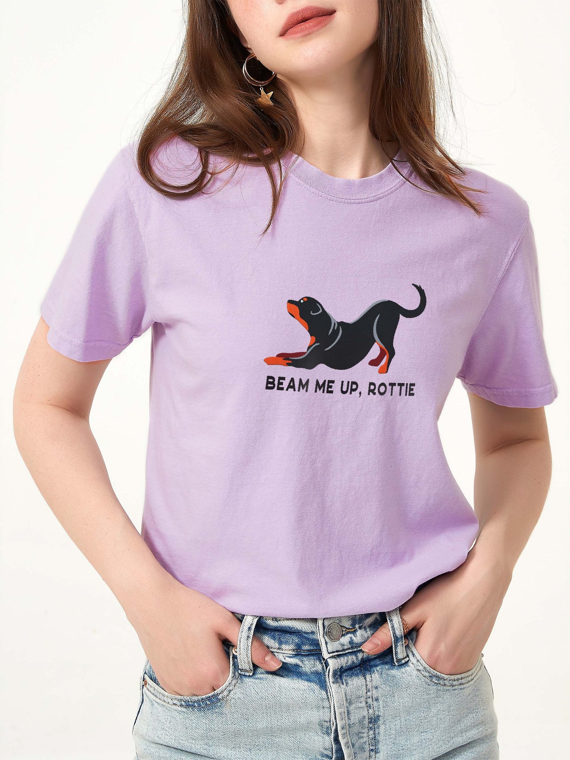 Beam Me Up, Rottie T-Shirt(Embroidered) of a Rottweiler product image (2)