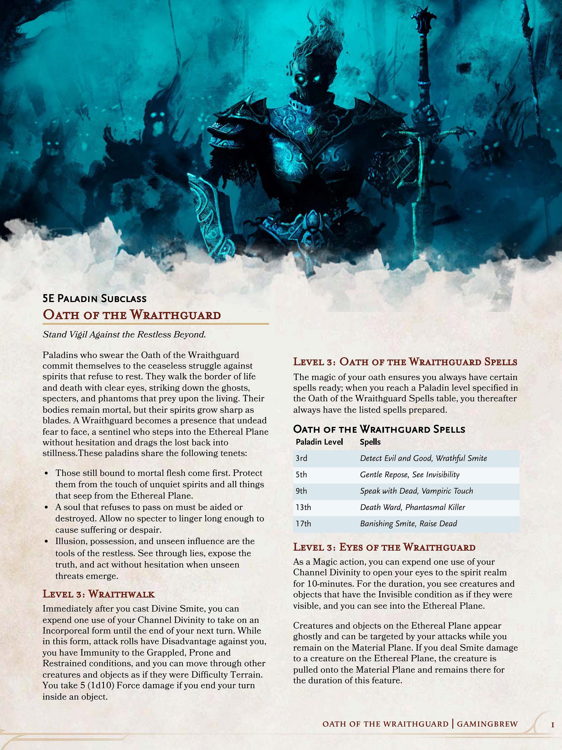 Oath of the Wraithguard | 5E 24 Paladin Subclass product image (2)