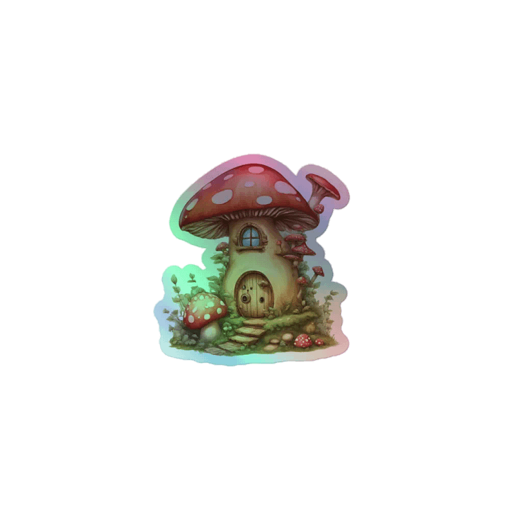 Enchanted Mushroom House Holographic Sticker product image (1)