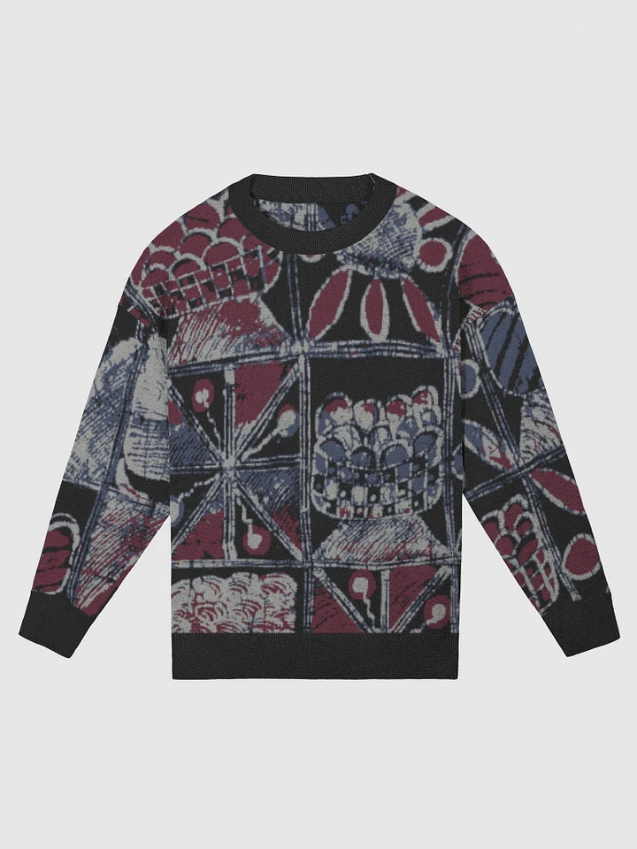 Exclusive Festivity Print Knit Sweater by Yelé - Celebratory Symbols with Elegant Black Trims product image (1)