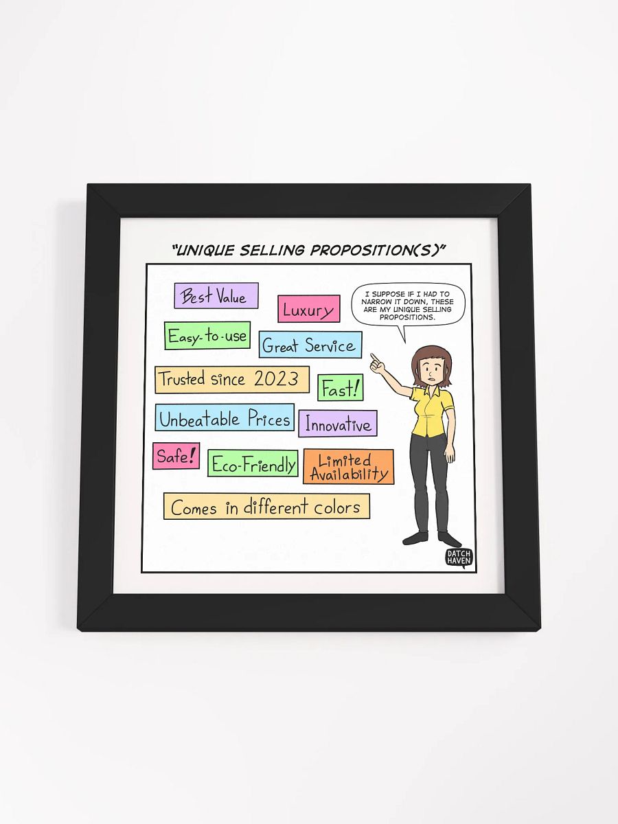 "Unique selling proposition(s)" framed poster (10″×10″) product image (4)