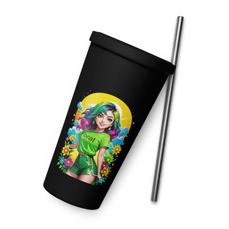 Brat 20 oz Tumbler Cup - Black - Insulated Tumbler with a Straw v3 product image (8)