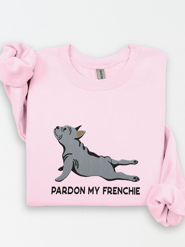Pardon My Frenchie Sweatshirt (Embroidered) of a French Bulldog(Blue) product image (1)