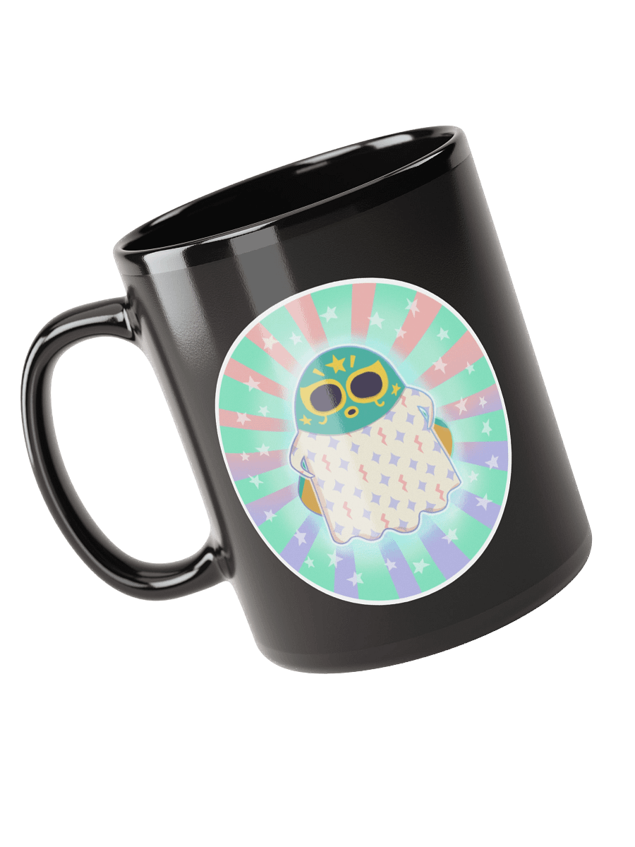 Pastel Little Ghost Luchador - Black Ceramic Mug product image (1)