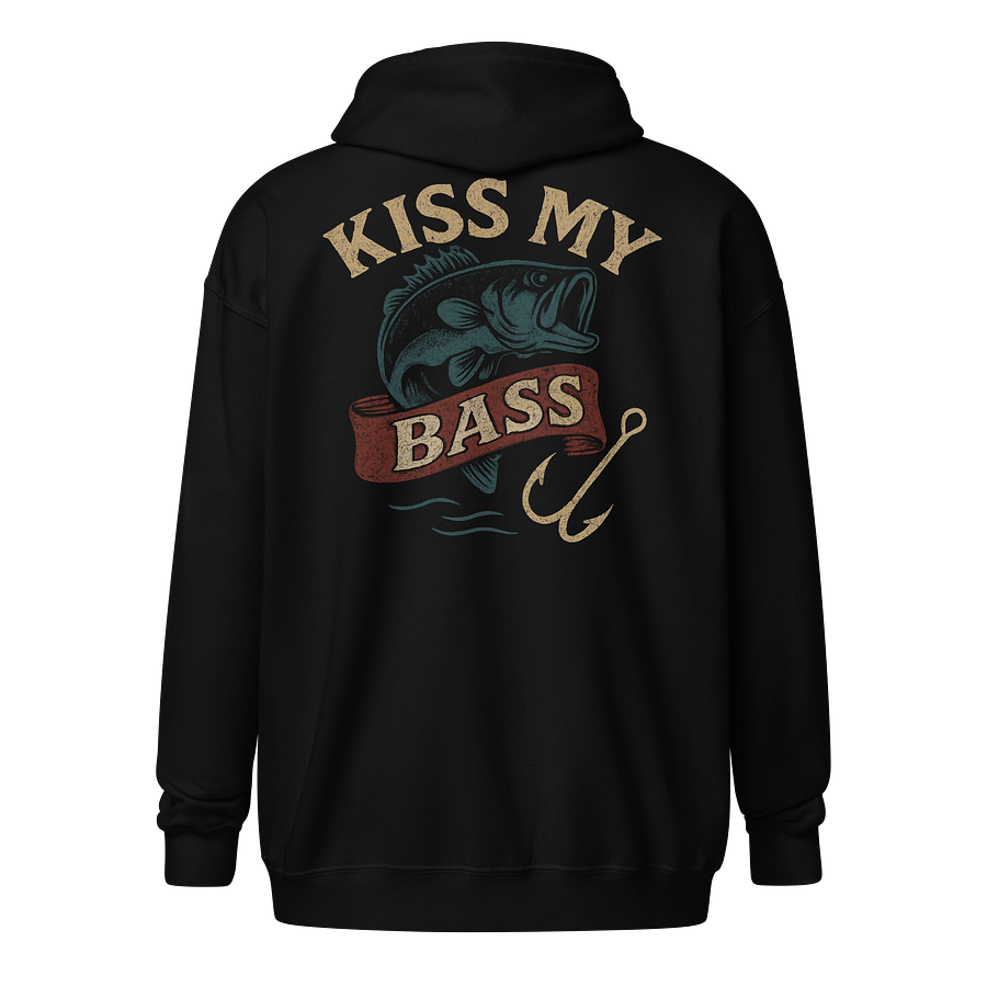 Funny Fishing Zip Hoodie – Kiss My Bass Vintage Humor product image (1)