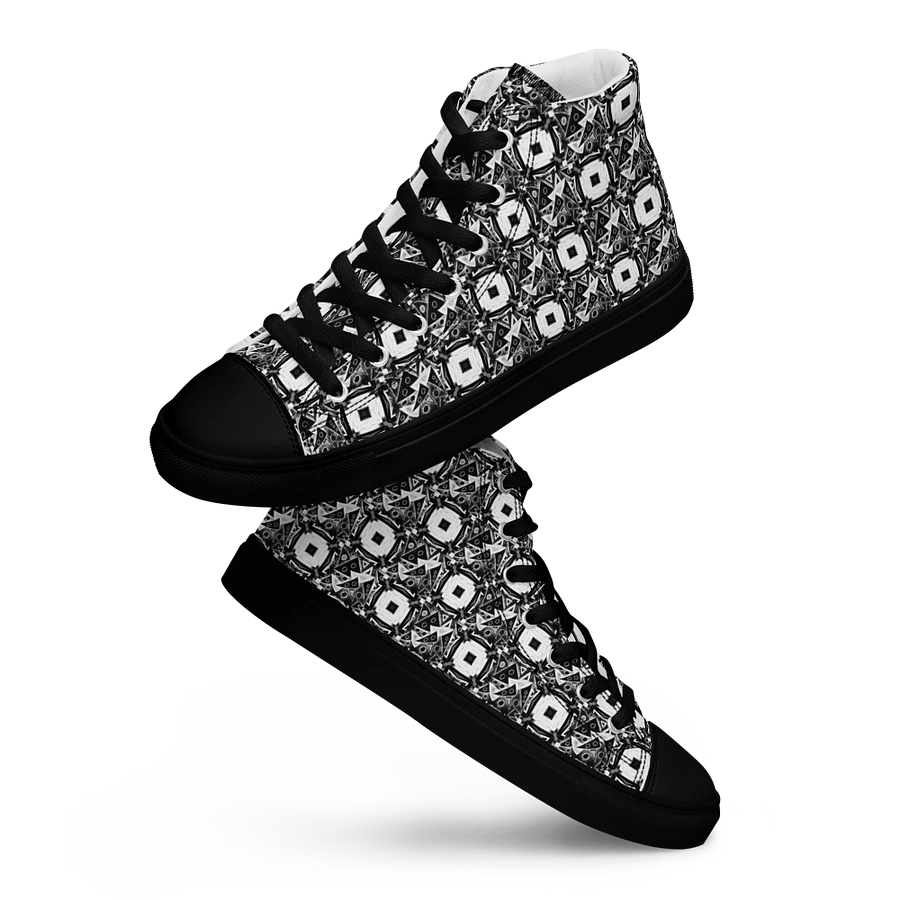 Abstract Monochrome Pattern Shapes and Squares Men's Canvas Shoes High Tops product image (22)