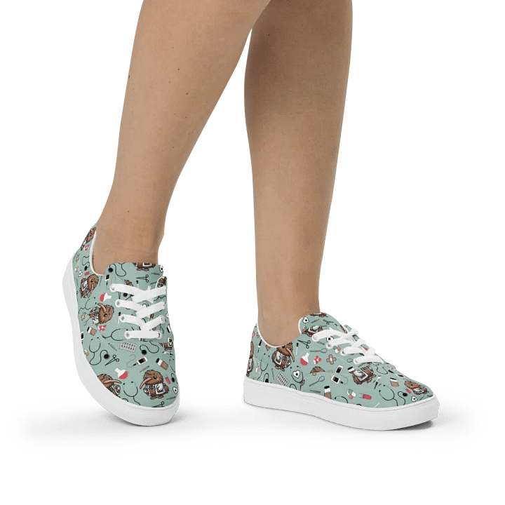Cute Medical Kiwi Lace-up Canvas Shoes (Opal) product image (2)