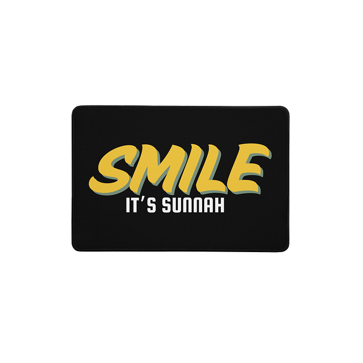 Black "Smile It's Sunnah" Desk Mat in Golden Yellow product image (1)