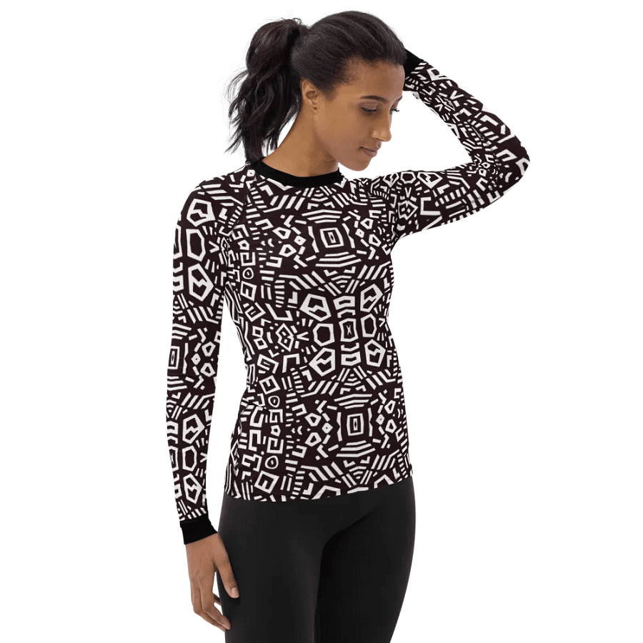African Sun-Kissed Serenity: Geometric Doodle Long-Sleeve Rash Guard product image (5)