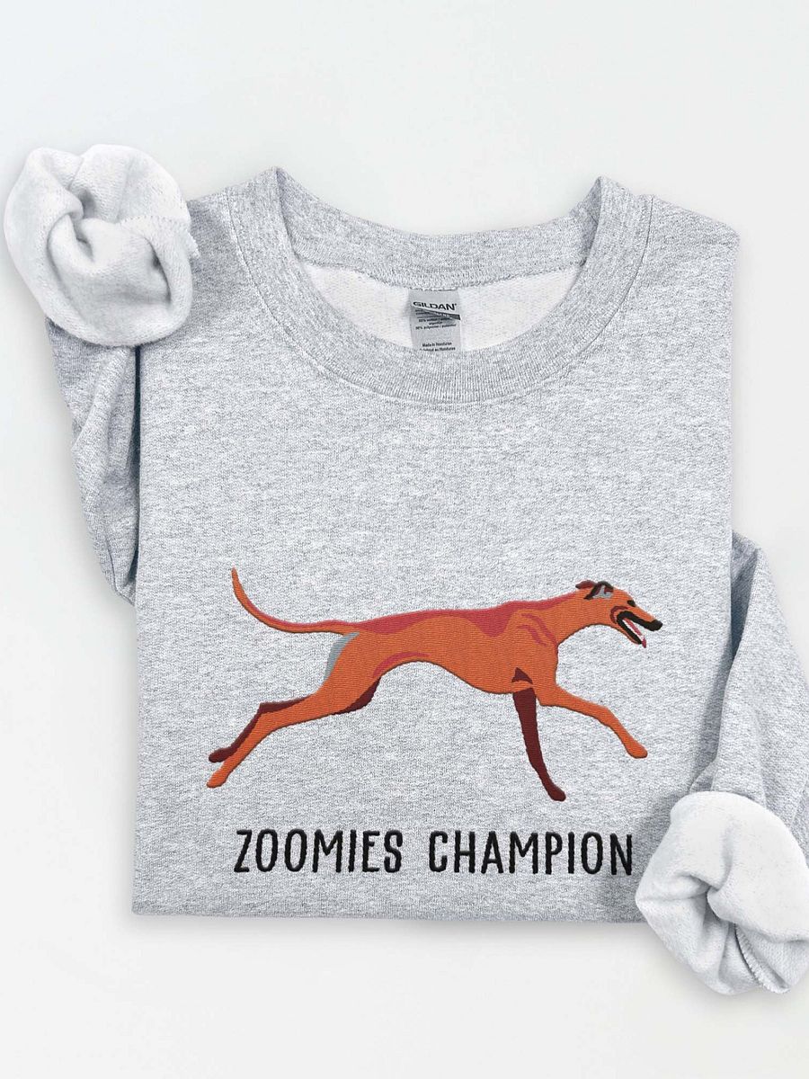 Zoomies Champion Sweatshirt (Embroidered) of a Greyhound(Red) product image (1)