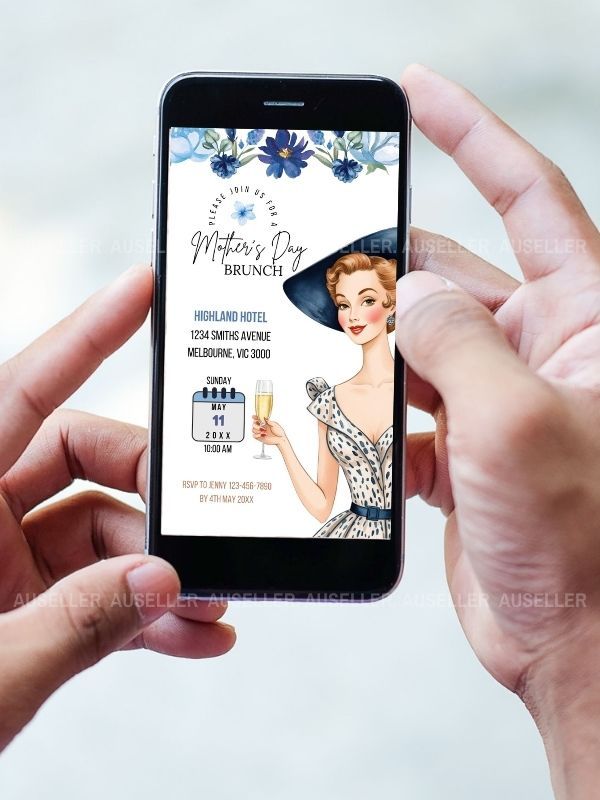 Mother's Day Brunch Invitation Bundle - Lady With Blue Hat product image (8)