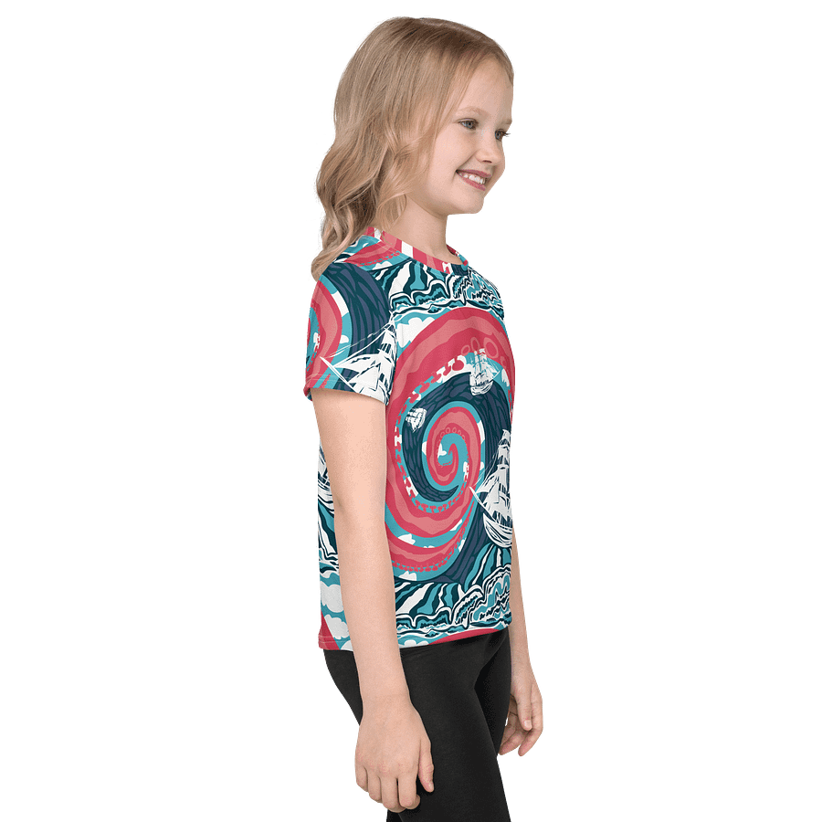 Girls' | Little Kids T-Shirt | Kraken Vibes, Nautical Adventure | Vibrant Coastal Tee for Kids product image (4)