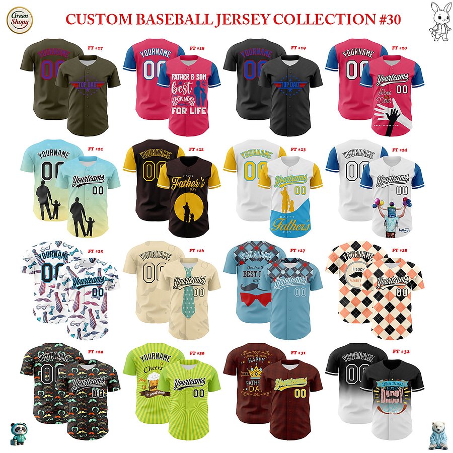 Authentic Baseball Jersey, Custom Baseball Jersey, Personalized Sport Jersey, Colorful, Flowers, Number, Logo, Love, Dad, Father product image (2)