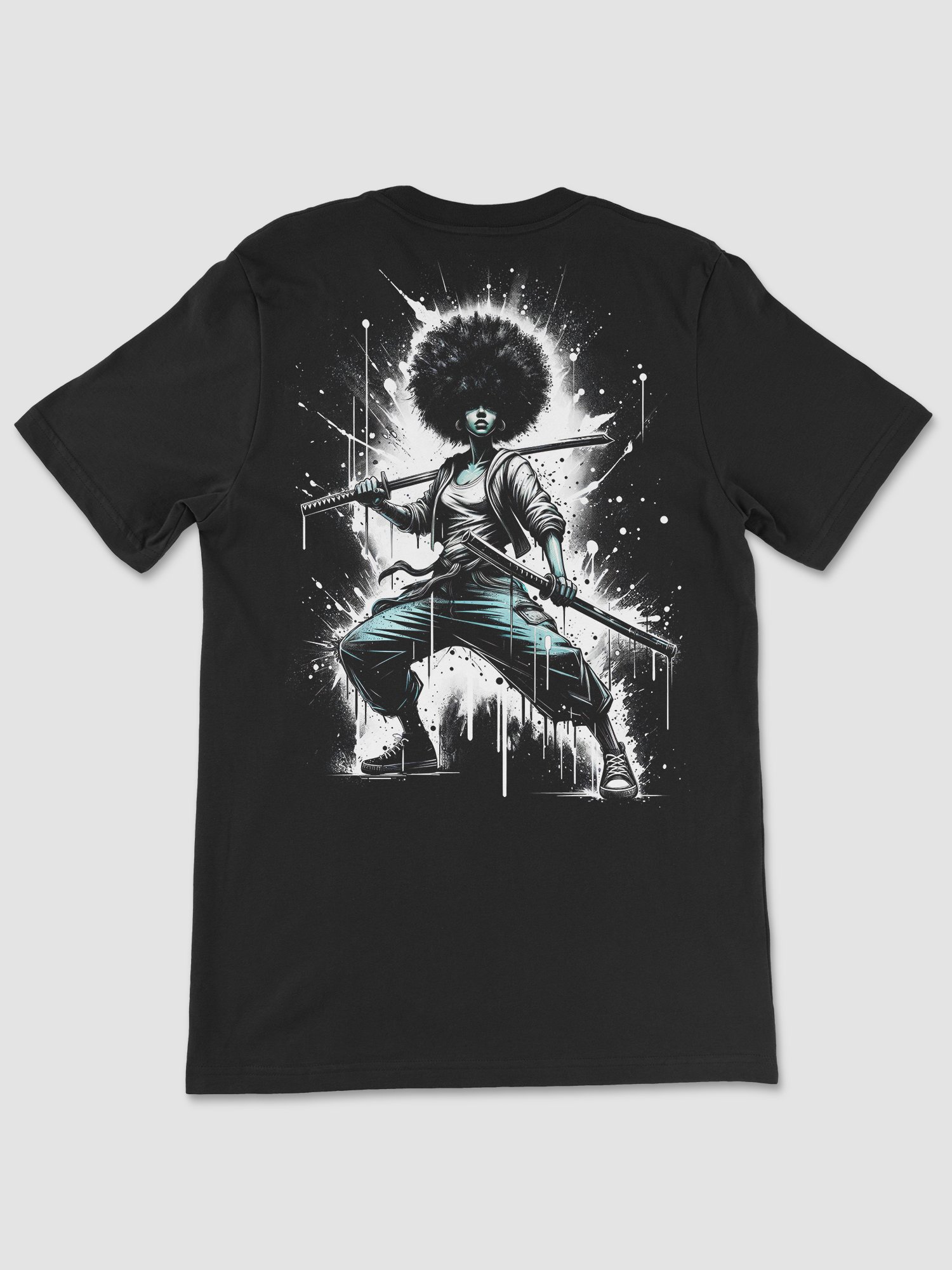 🏷️ Afro Blade Princess – Shadow Stance Power (Back Print) Tee product image (1)