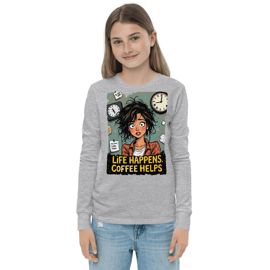 Life Happens, Coffee Helps - Youth Long Sleeve Tee product image (4)