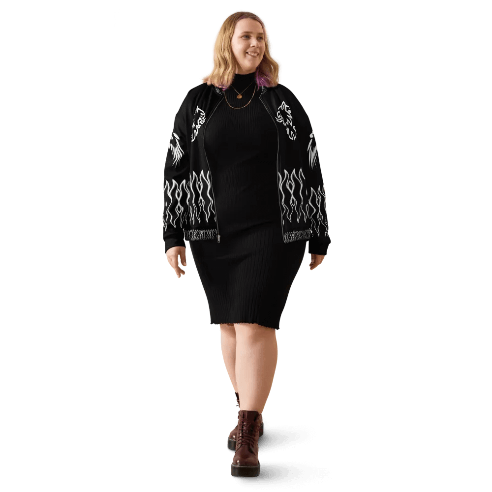 All-Over Print Bomber Jacket by Sublicolor 144 Black and White/Gripen product image (2)