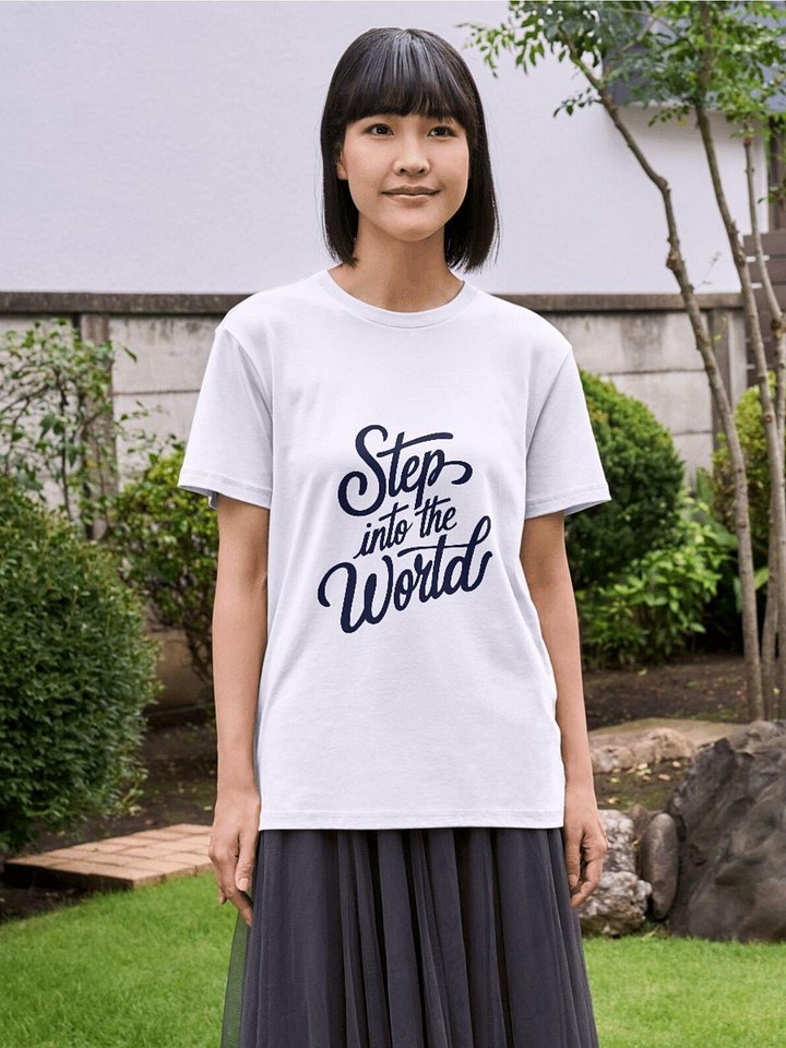 Motivational Step into the World Handwritten Typography T-Shirt product image (1)