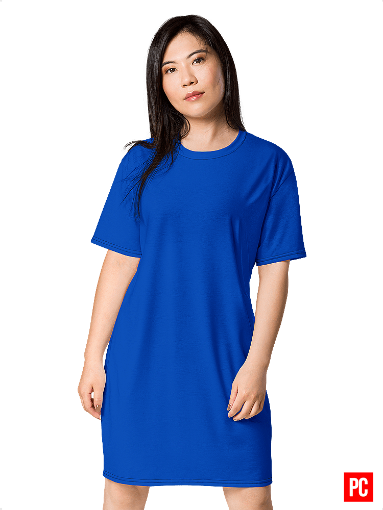 Plain Color Absolute Blue T-Shirt Dress product image (1)