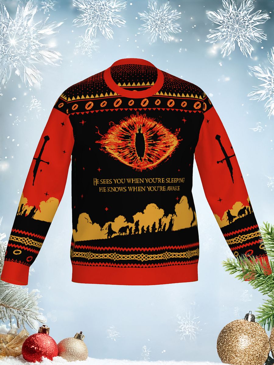 Ugly Christmas Sweater - "The Dark Lord is Comin' to Town" product image (1)