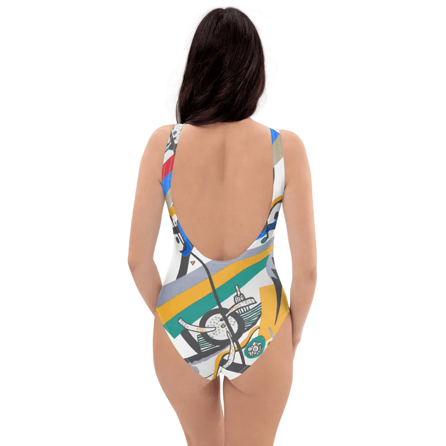 Abstract Lithographic Pattern Design one piece Swimsuit - V4 product image (1)