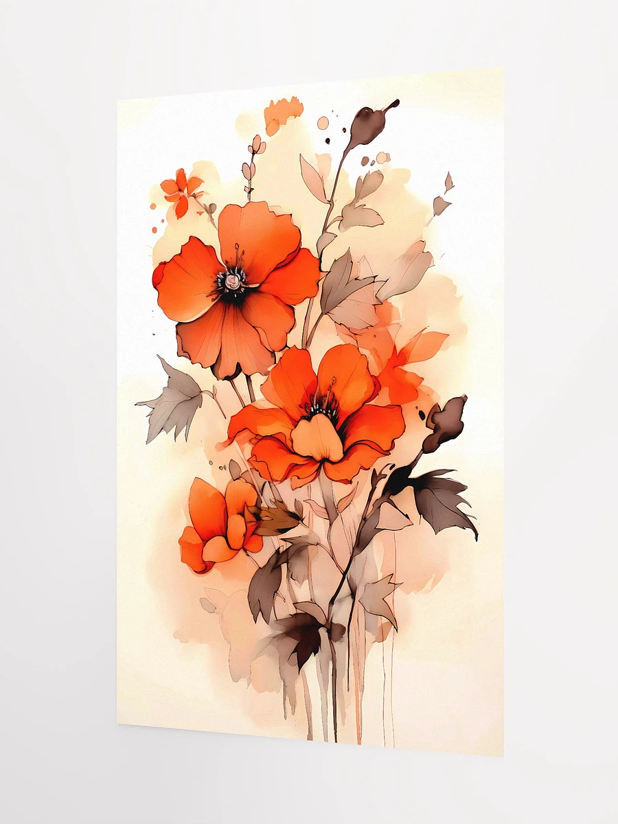 Autumn Whisper: Serene Orange Wildflower Watercolor Print Matte Poster product image (5)