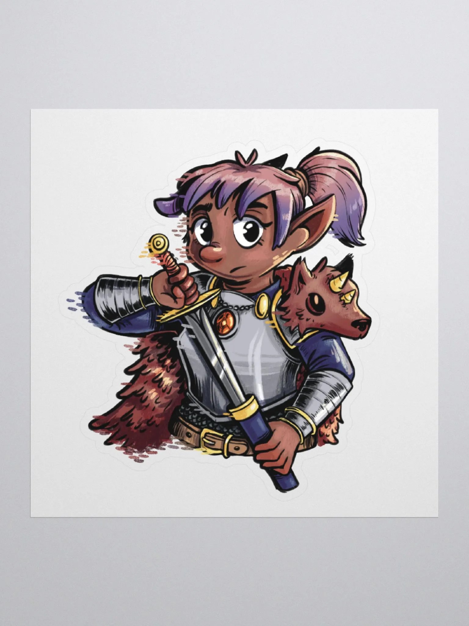 Gnome Paladin Sticker - Fantasy RPG Character Art Decal product image (1)