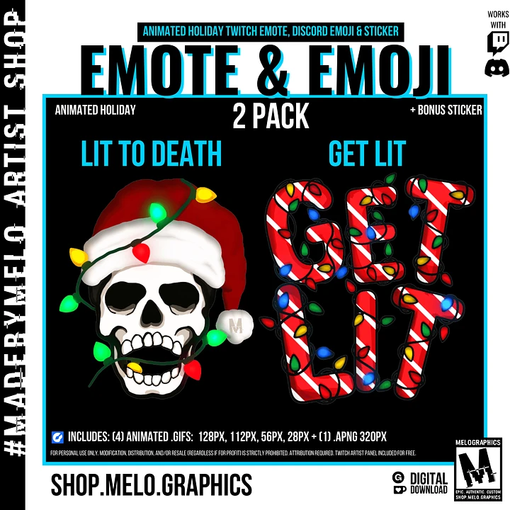 Holiday - Twitch/Discord Animated Emotes, Emojis, Sticker 2pk | #MadeByMELO product image (1)