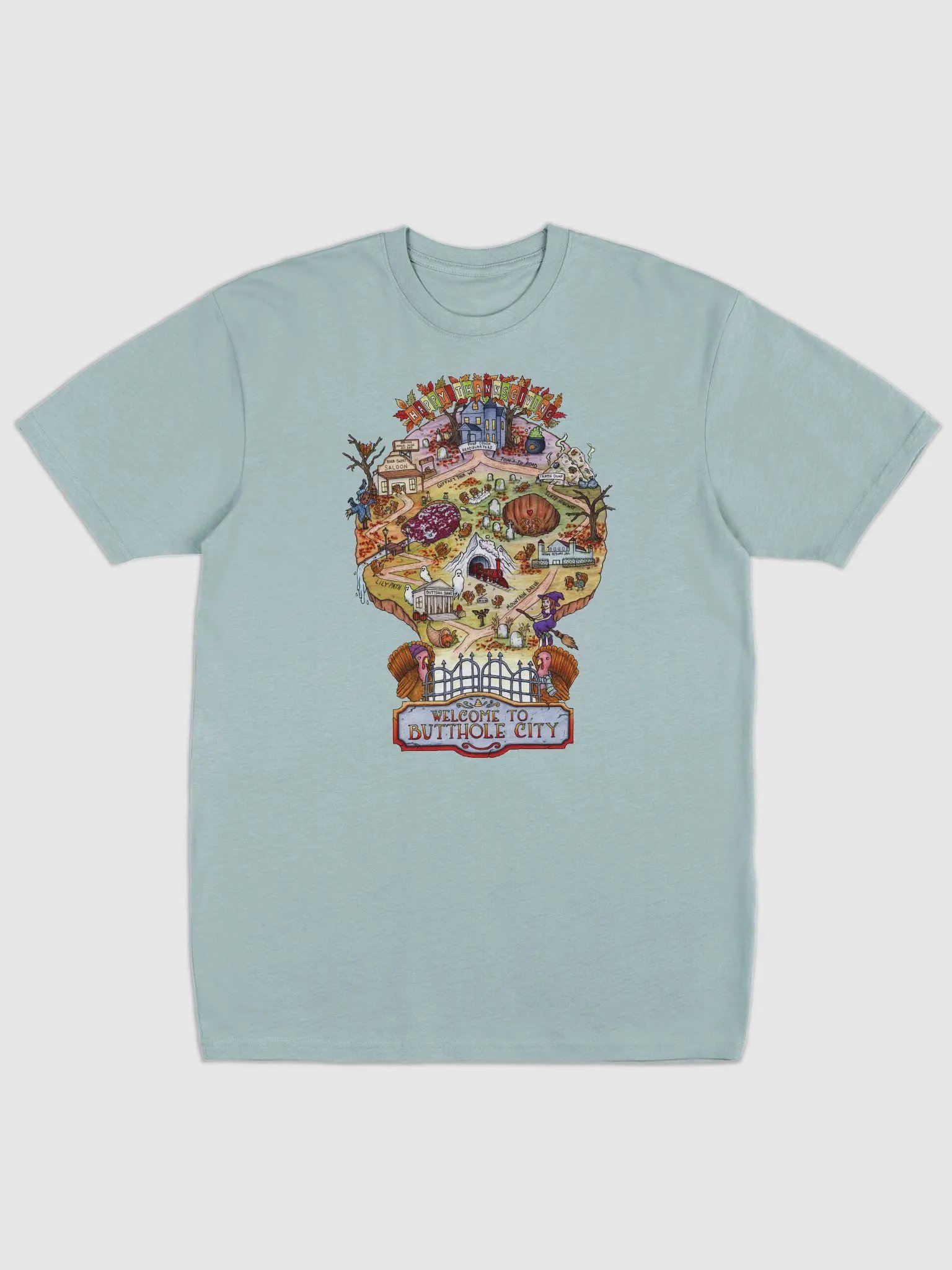 Thanksgiving Butthole City Map Heavyweight Tee product image (1)