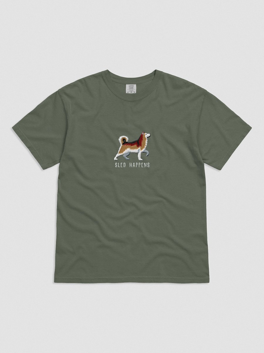 Sled Happens T-Shirt(Embroidered) of an Alaskan Malamute(Sable) product image (21)