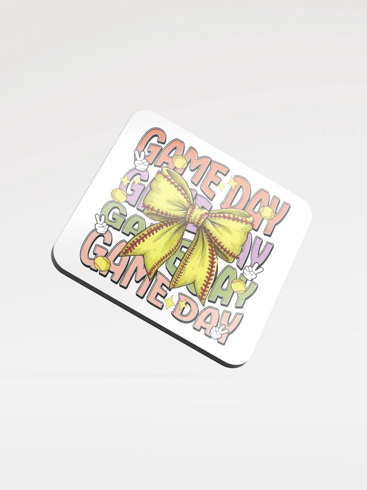 Game Day Bow Softball Glamour Cork Coaster product image (2)