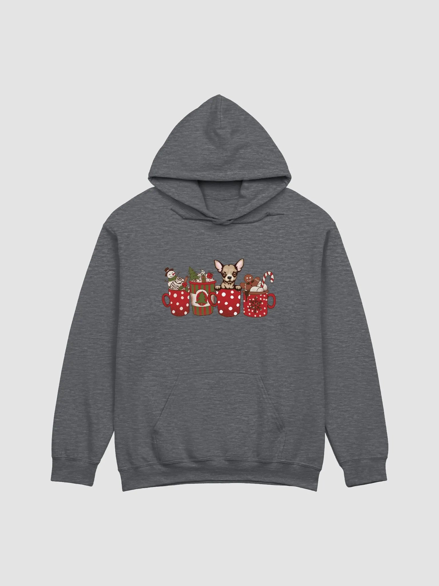 Cute Chihuahua in a Christmas Cup Hooded Sweatshirt | Funny Christmas Pup in a Cup product image (4)