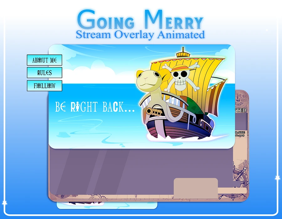 ONE PIECE Stream Overlay Pack, One Piece overlay animated, Anime Overlay Twitch, Twitch Overlay, Cozy Overlay, Map Stream Overlay product image (1)