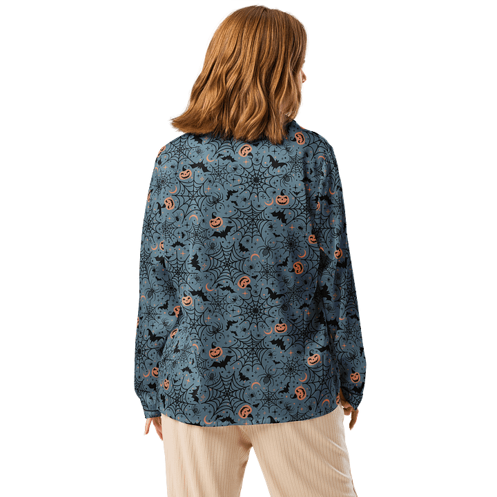 Retro Halloween Pajama Shirt in Soft Indigo product image (2)