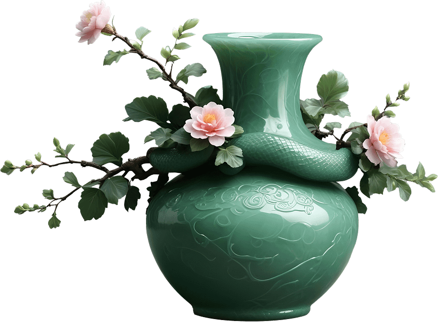 Celestial Jade Vase – Serpent Harmony PNG product image (1)