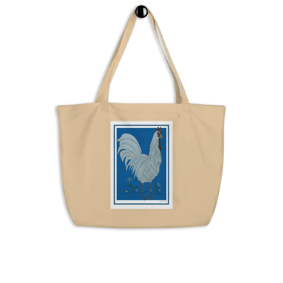 Eco Friendly Tote Bag with Chicken and Blue Background product image (4)