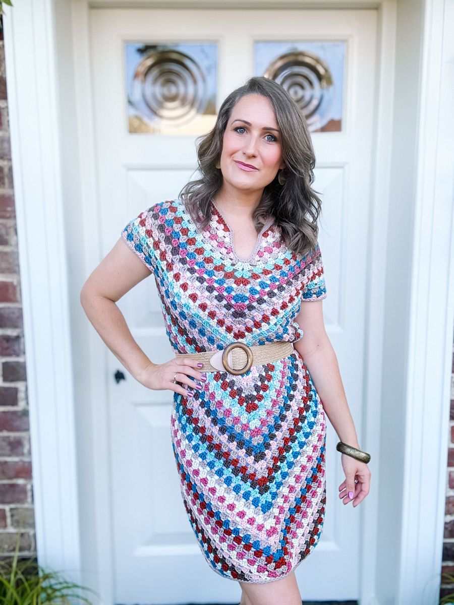 Top Down Crochet Granny Stitch Dress Pattern Adult Sizes product image (1)