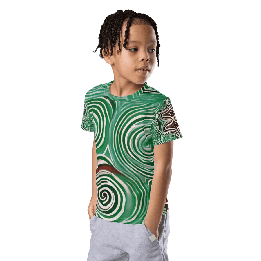 Funky Cool Green Liquid Tie-Dye Kid's and Toddler's Crew Neck T-shirt product image (3)