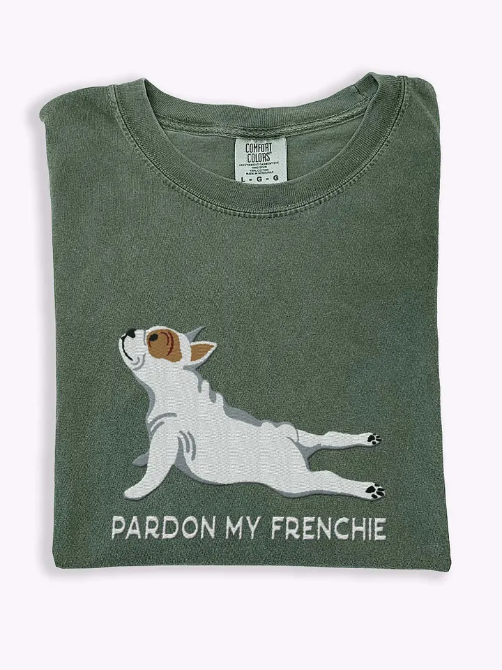 Pardon My Frenchie T-Shirt(Embroidered) of a French Bulldog(Pied) product image (1)