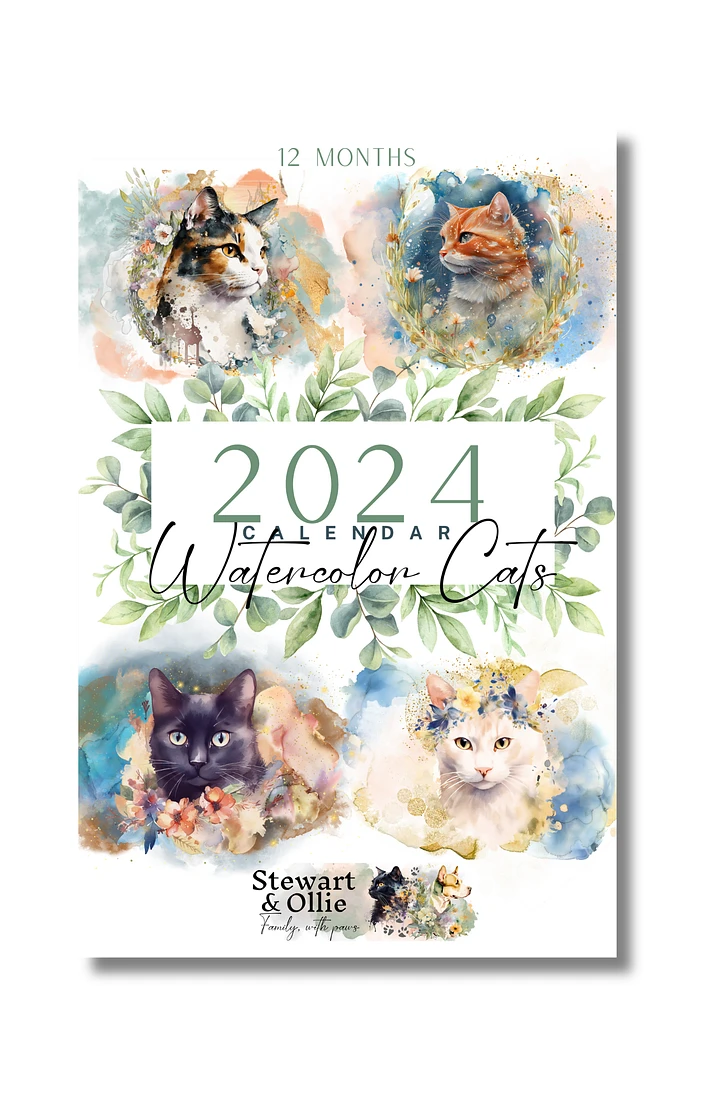 Watercolor Cats 2024 Wall Calendar, 12 Month product image (1)