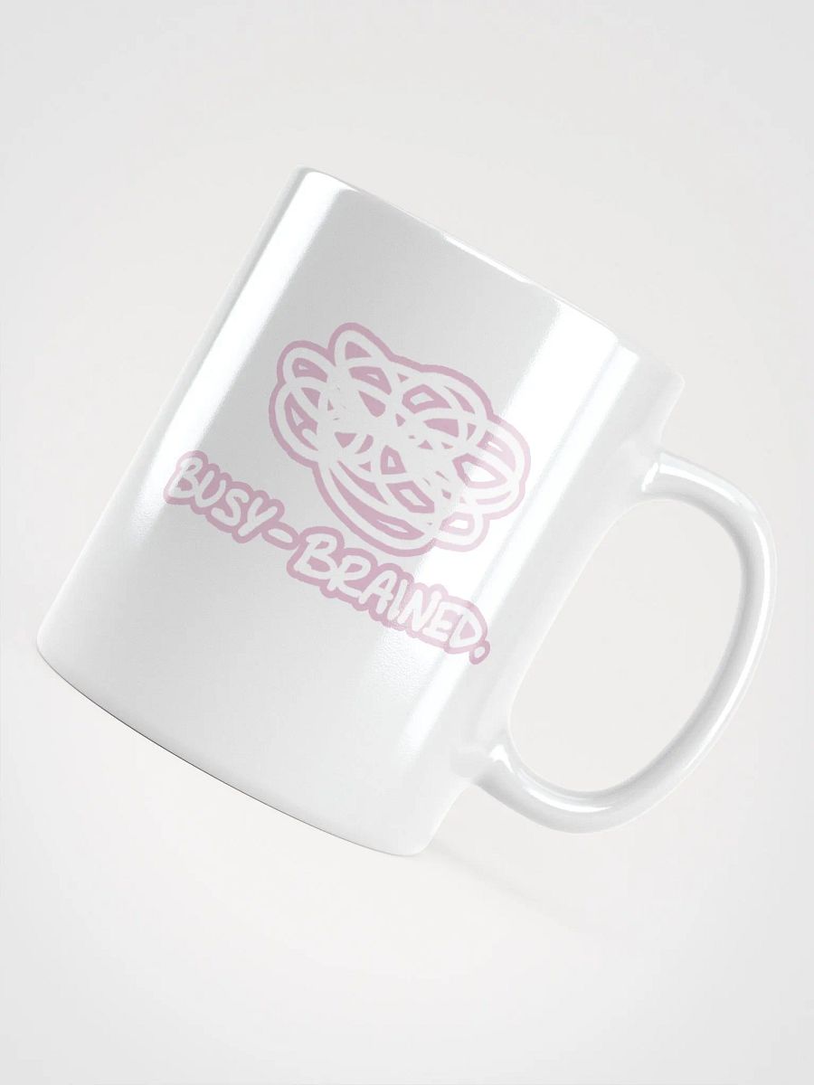 BUSY-BRAINED (lined design, #E1B9CE) glossy white mug product image (7)